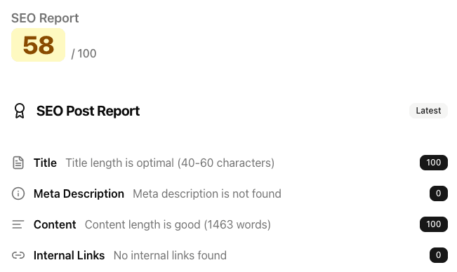 Ghostrefs screenshot showing SEO suggestions
